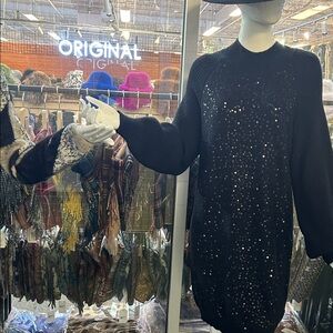 Black Sequin Sweater Dress